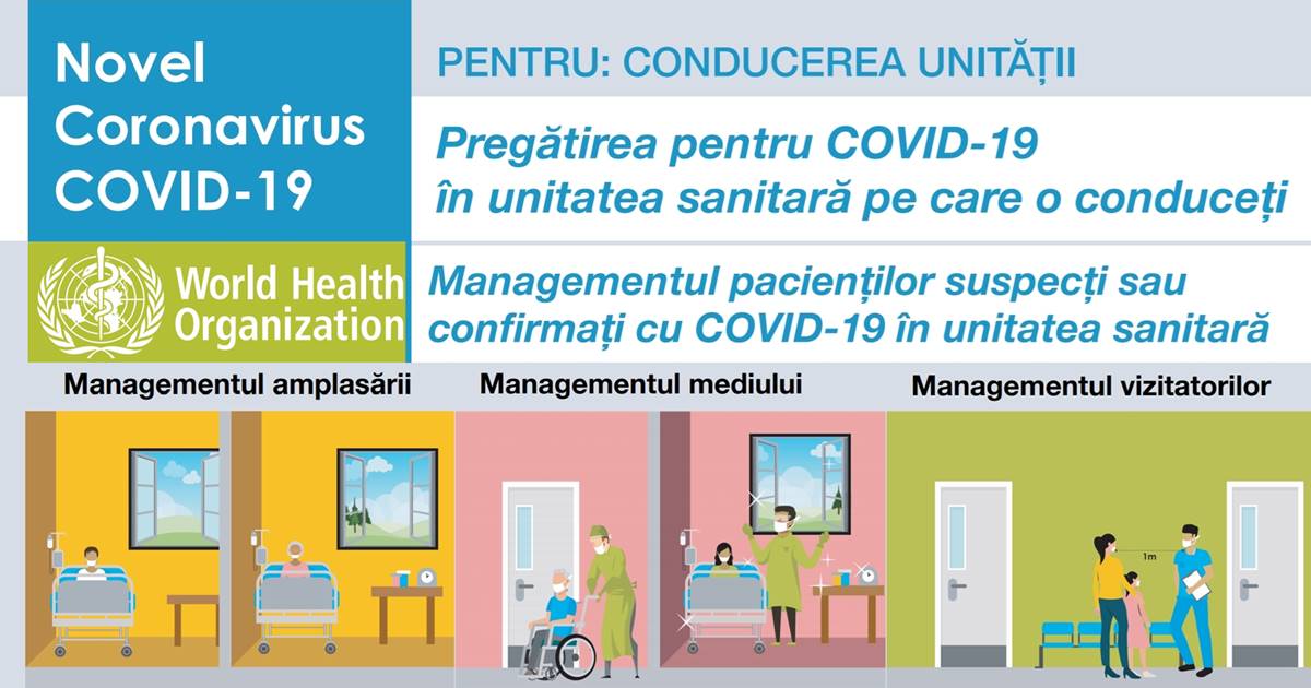 Sfaturi OMS Romania, INSP, CNSCBT, pentru conducerea spitalelor și cadrele emdicale, care gestionează cazurile suspecte și confirmate de COVID-19
